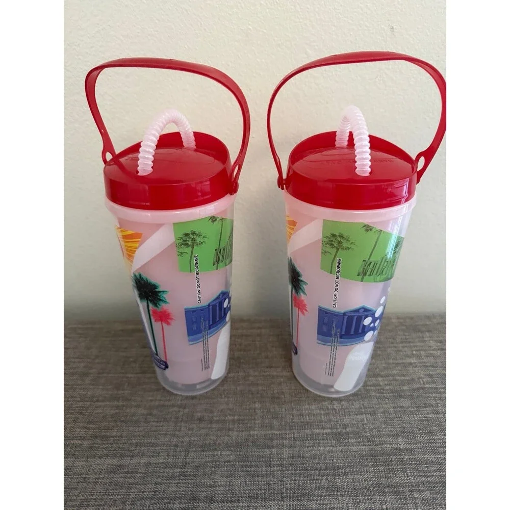 Lot of 2 Universal Studios Hollywood Coke Freestyle Souvenir Refillable Cups